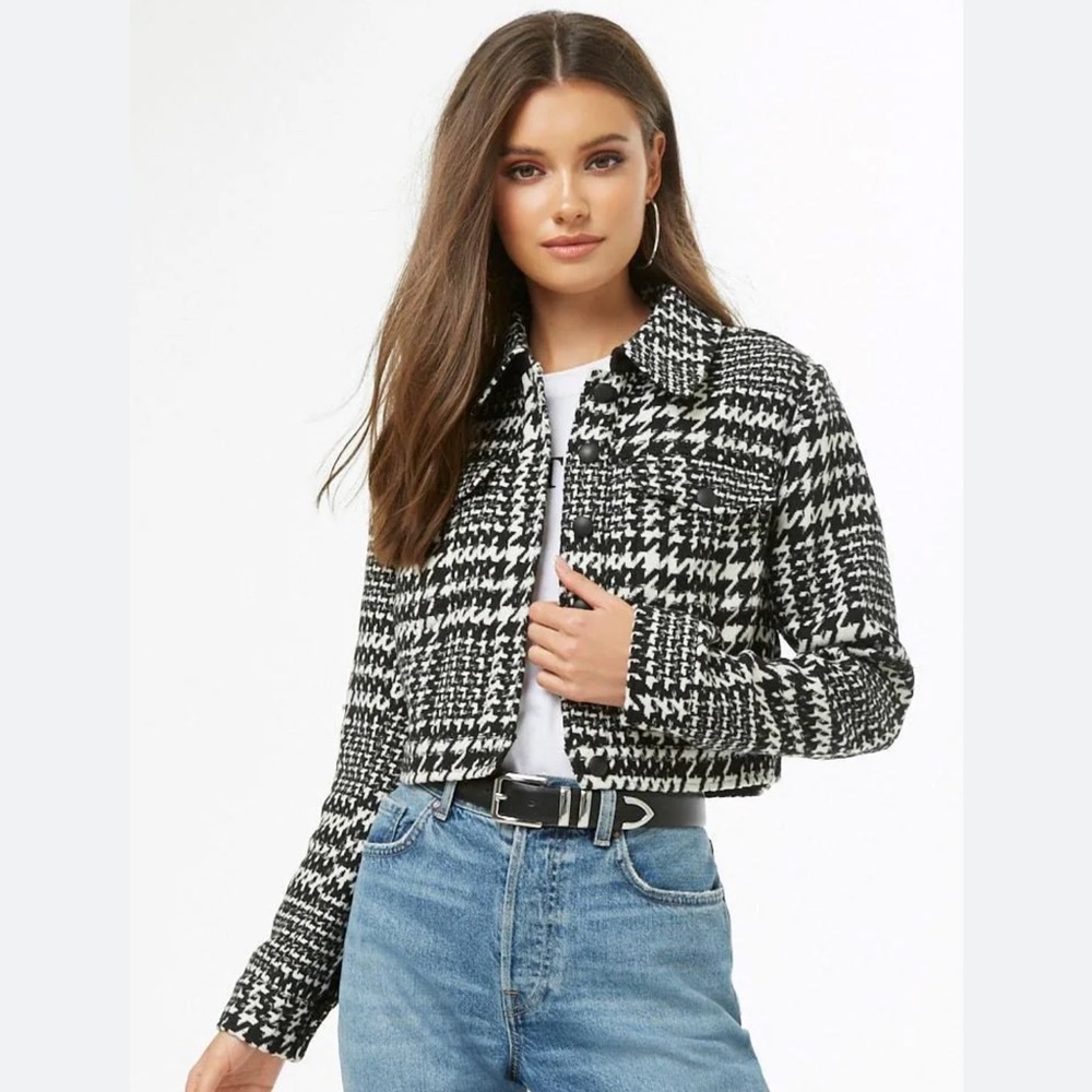 Houndstooth Cropped Jacket